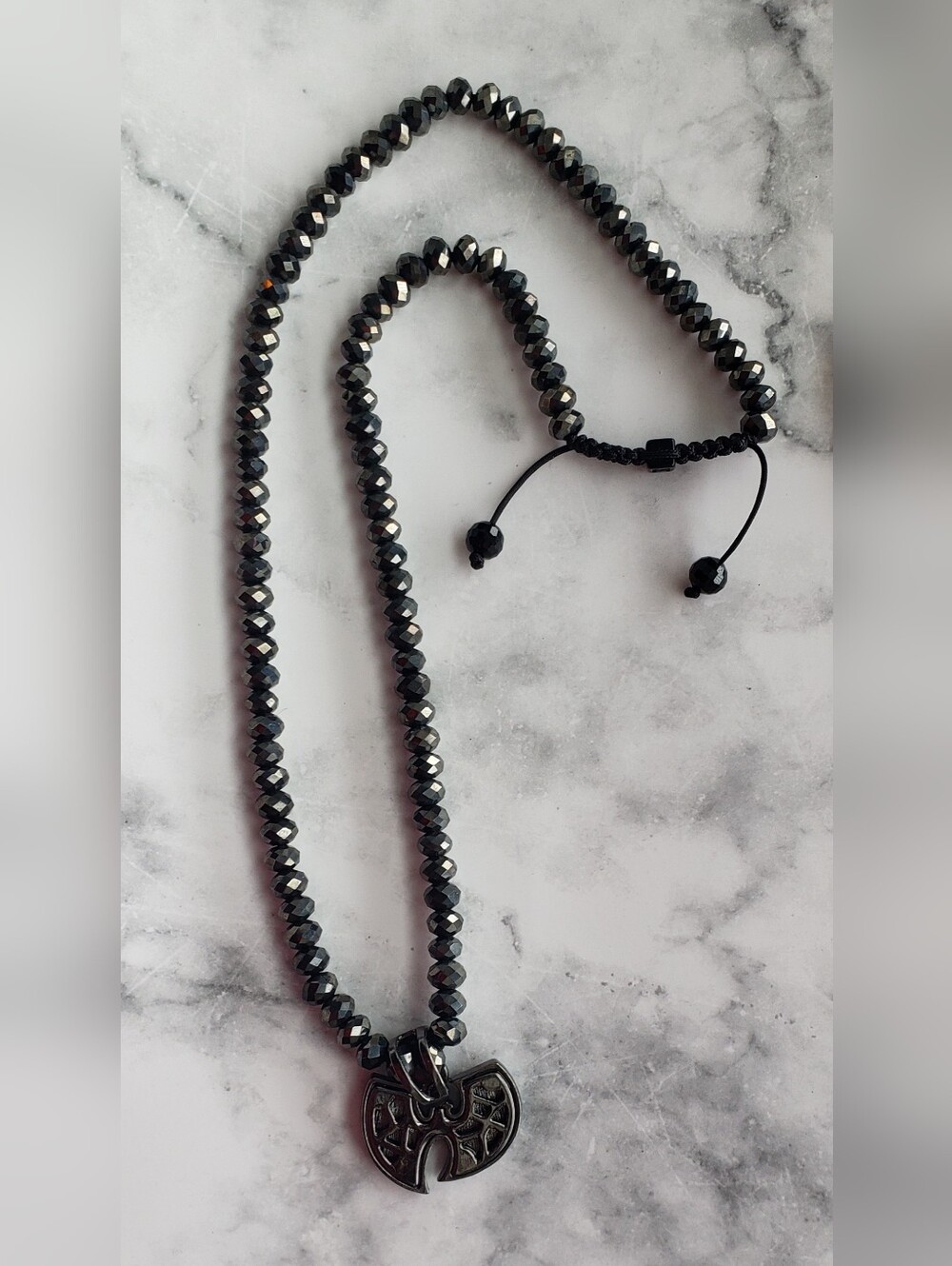 Hip Hop Iced Hematite Black Metallic WU TANG clan pendant Necklace RARE - Picture 4 of 8